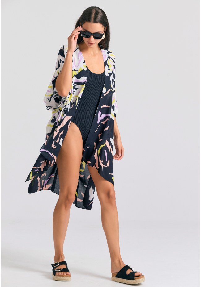 Γυναικείο κιμονό με abstract τύπωμα