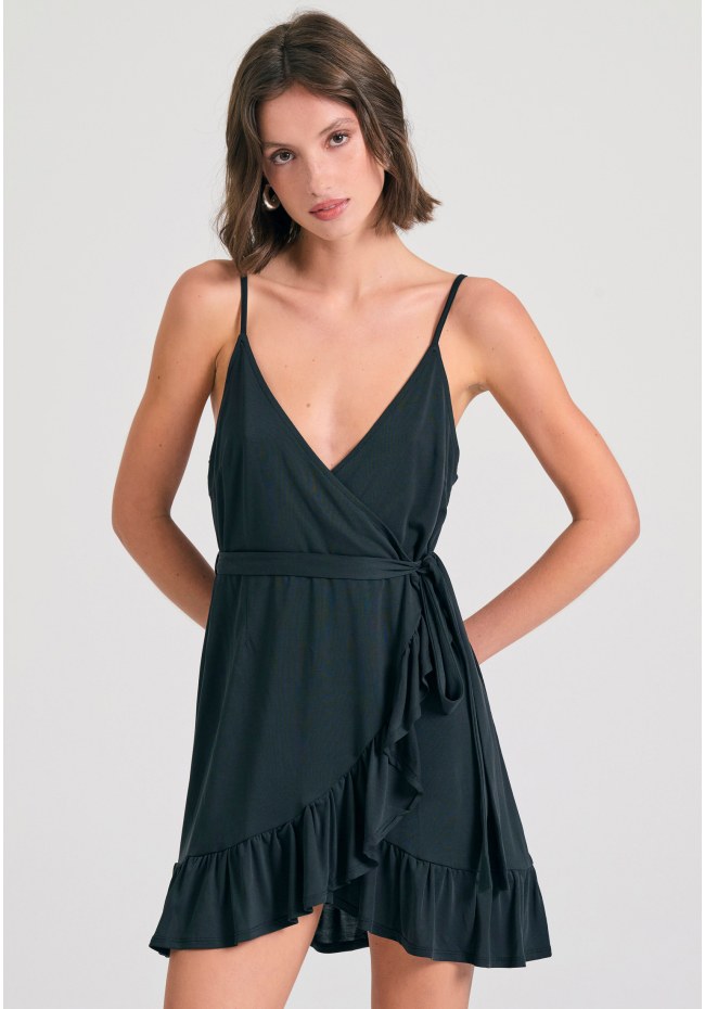 Mini κρουαζέ φόρεμα με βολάν