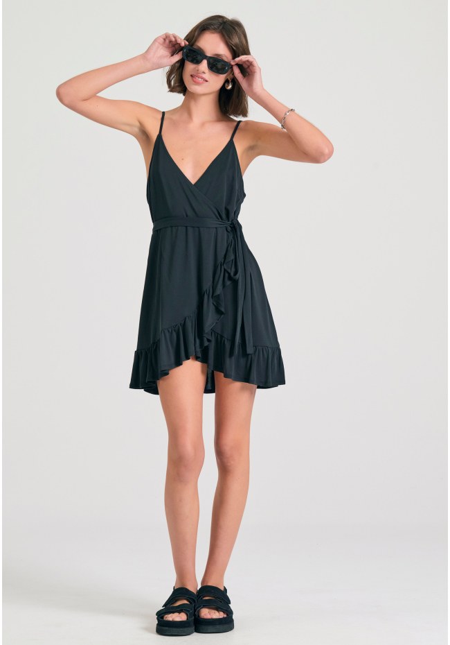 Mini κρουαζέ φόρεμα με βολάν