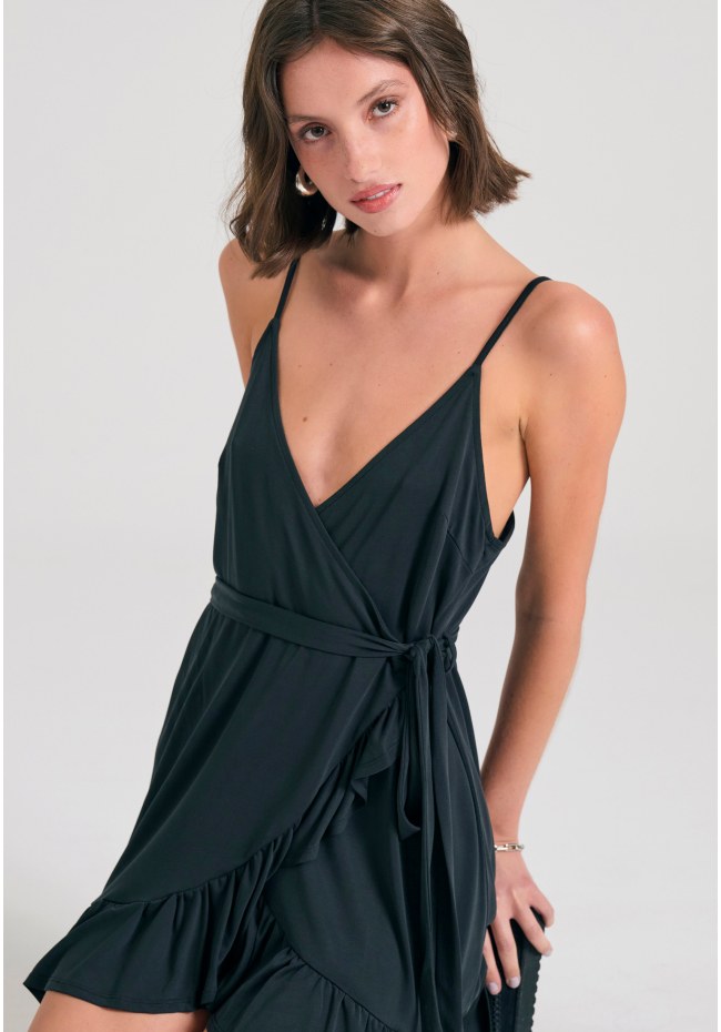 Mini κρουαζέ φόρεμα με βολάν