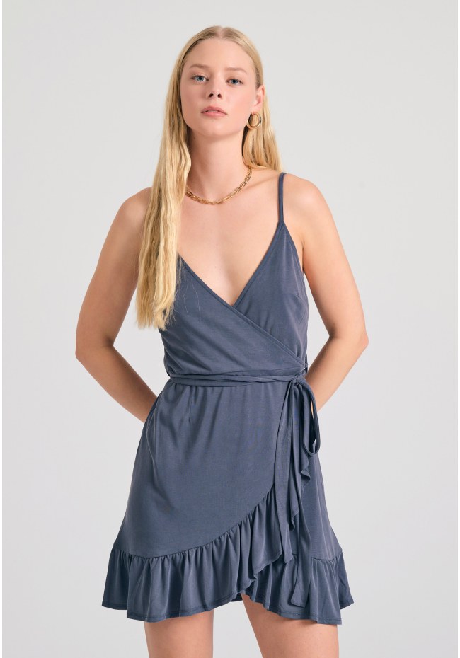 Mini κρουαζέ φόρεμα με βολάν