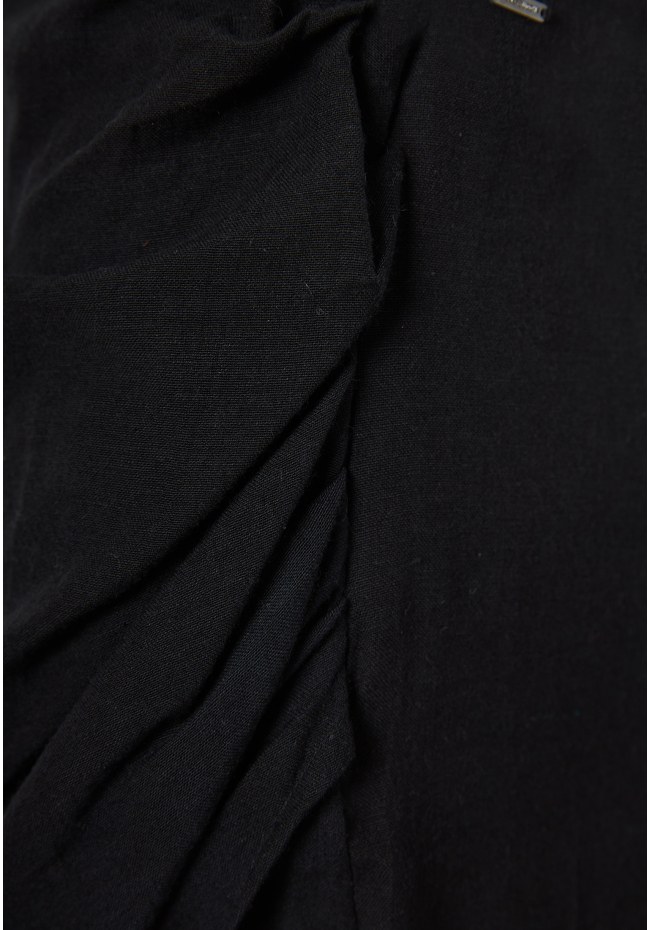 Linen blend skort με πλαϊνές πιέτες