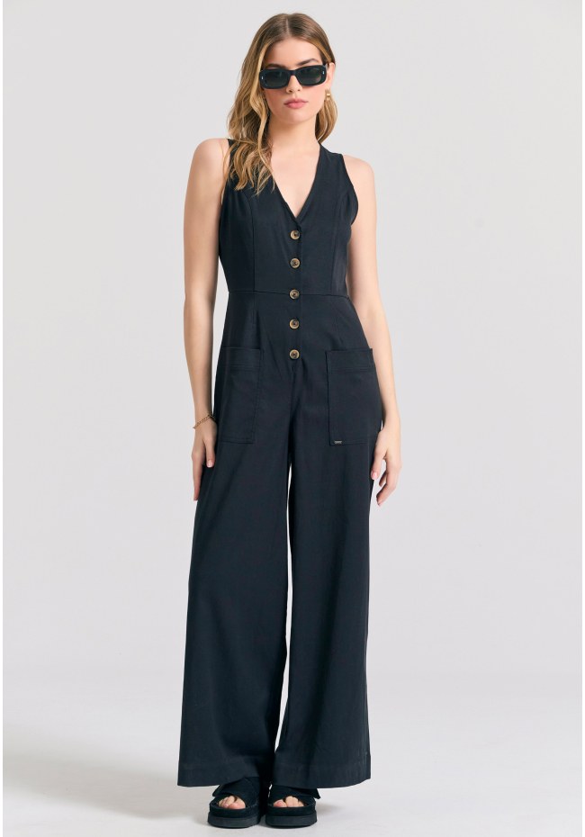 Lyocell blend jumpsuit with pockets