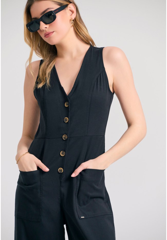 Lyocell blend jumpsuit with pockets