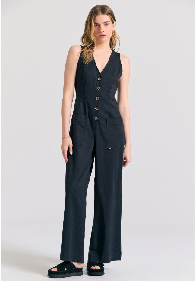 Lyocell blend jumpsuit with pockets