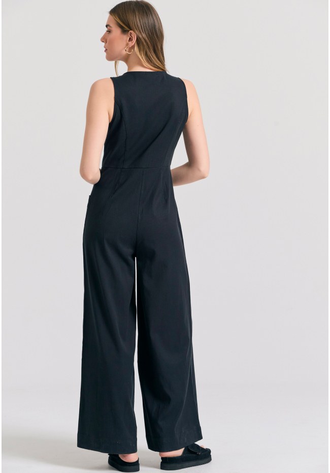 Lyocell blend jumpsuit with pockets
