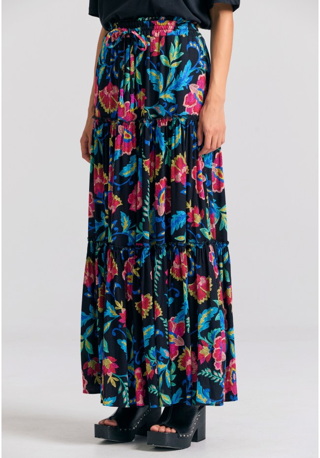 Relaxed fit μάξι φούστα με σχέδιο με κέντημα