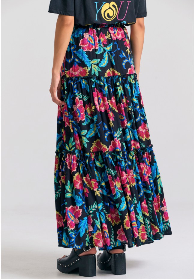 Relaxed fit μάξι φούστα με σχέδιο με κέντημα