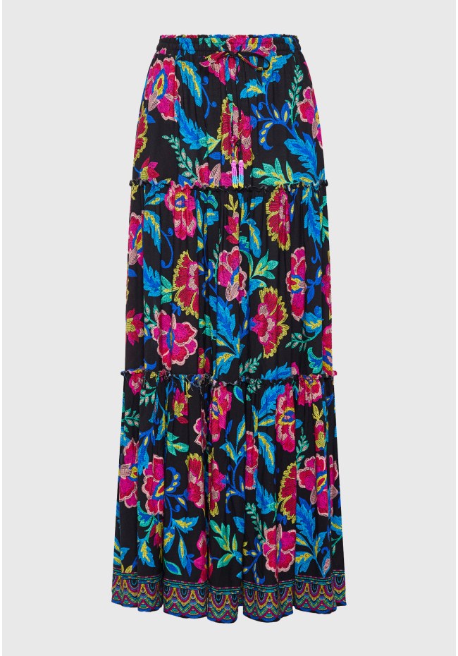 Relaxed fit μάξι φούστα με σχέδιο με κέντημα
