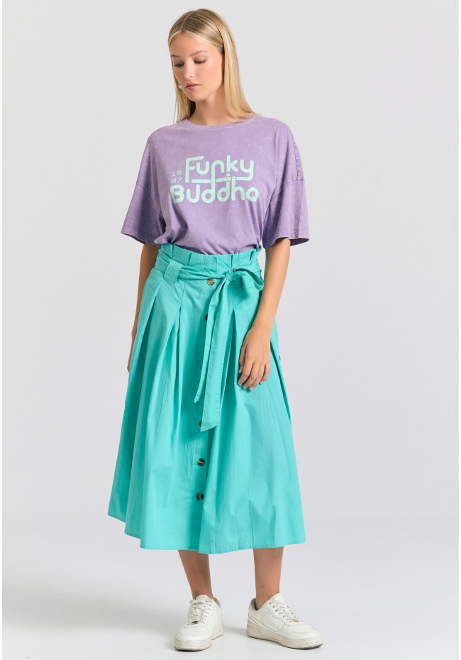 Oversized garment dyed t-shirt with branded print