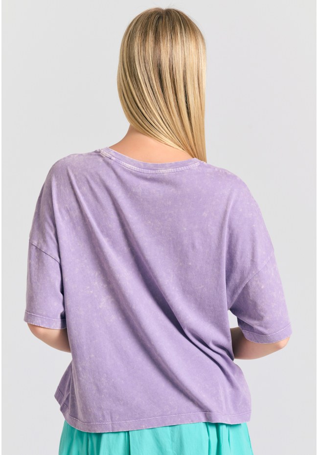 Oversized garment dyed t-shirt with branded print