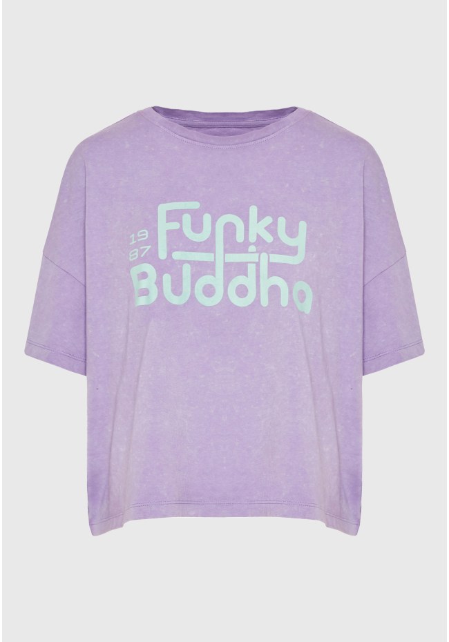 Oversized garment dyed t-shirt with branded print