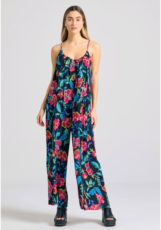 Loose fit jumpsuit with embroidery design