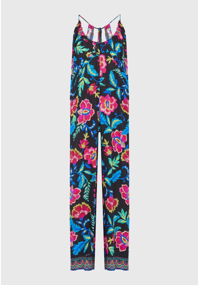 Loose fit jumpsuit with embroidery design