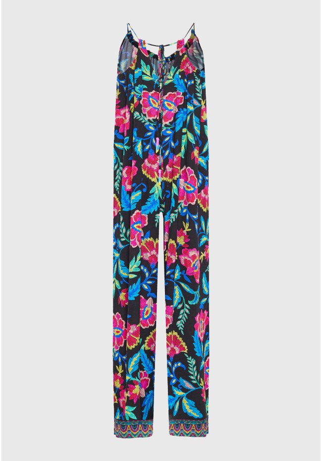 Loose fit jumpsuit with embroidery design