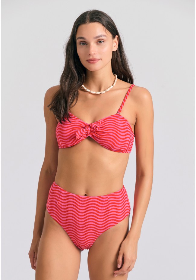 Strapless πετσετέ μπικίνι τοπ με αφαιρούμενες τιράντες