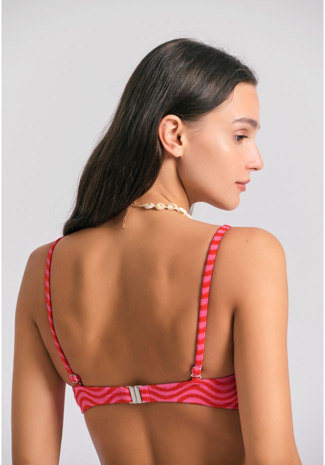 Strapless πετσετέ μπικίνι τοπ με αφαιρούμενες τιράντες