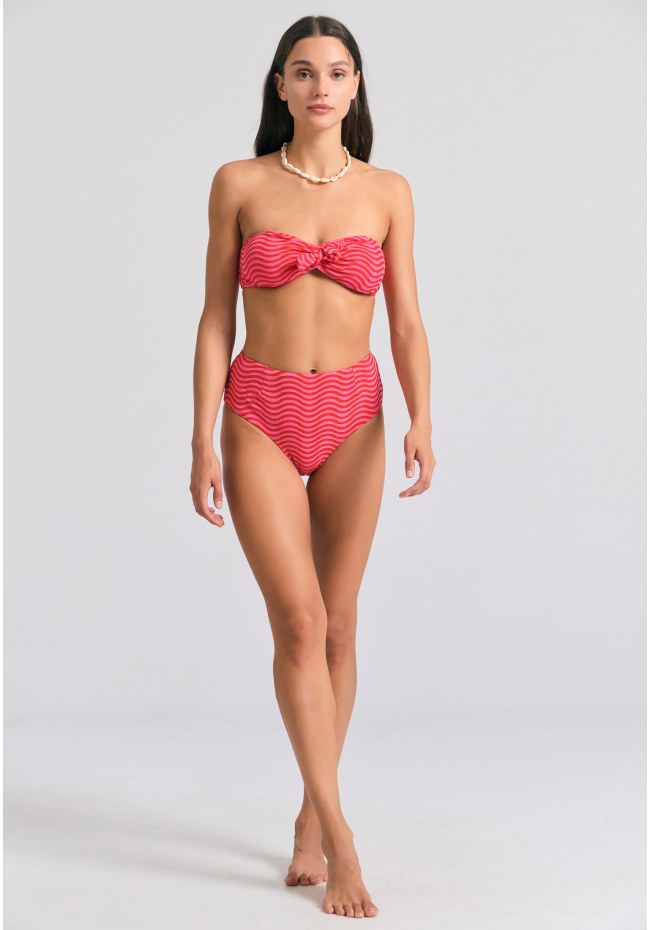 Strapless πετσετέ μπικίνι τοπ με αφαιρούμενες τιράντες