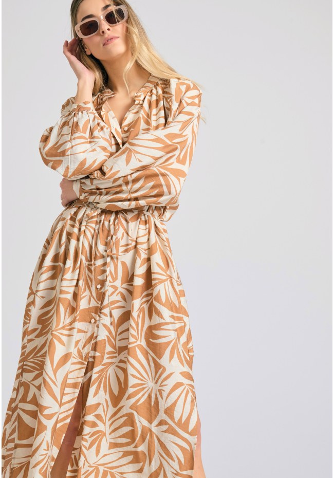 Oversized all over printed viscose midi dress