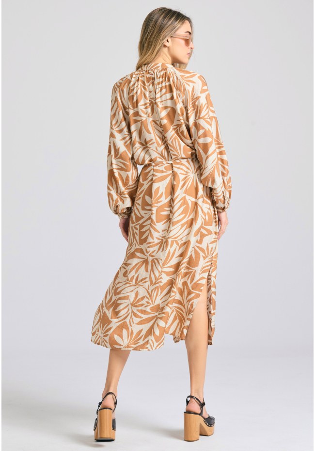 Oversized all over printed viscose midi dress