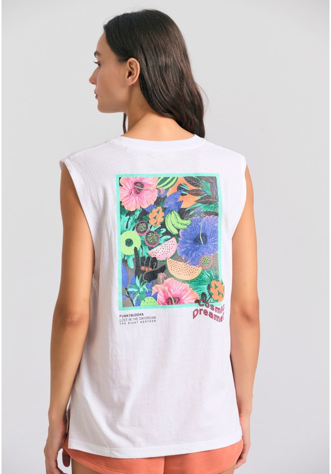 Women's t-shirt with graphic frame print on the back