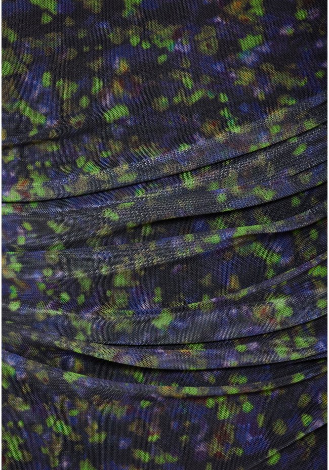 Εμπριμέ off shoulder κορμάκι με τούλι