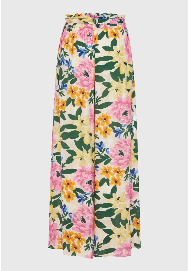 Wide leg εμπριμέ παντελόνα από τεχνητό μετάξι