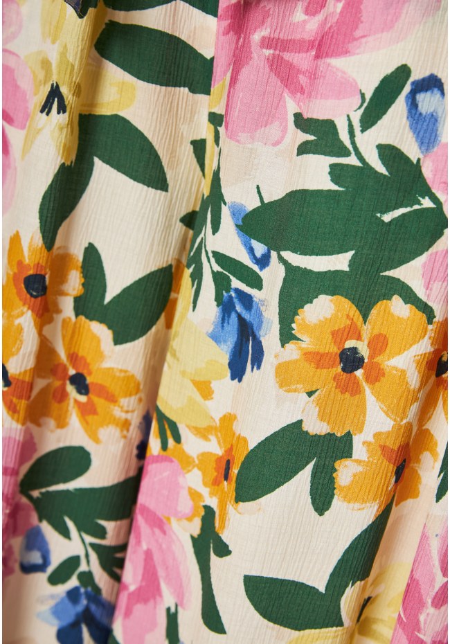 Wide leg εμπριμέ παντελόνα από τεχνητό μετάξι