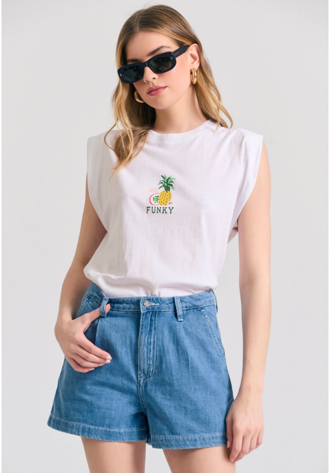 Γυναικείο t-shirt με vintage τύπωμα στην πλάτη