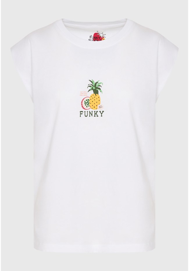 Γυναικείο t-shirt με vintage τύπωμα στην πλάτη