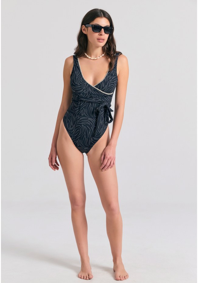 Ολόσωμο κρουαζέ μαγιό με διακοσμητική ραφή