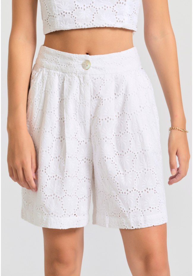 Γυναικεία embroidery βερμούδα με πιέτες