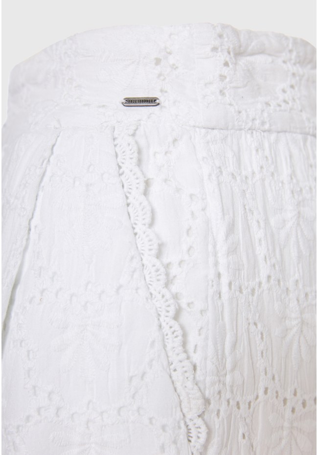 Γυναικεία embroidery βερμούδα με πιέτες