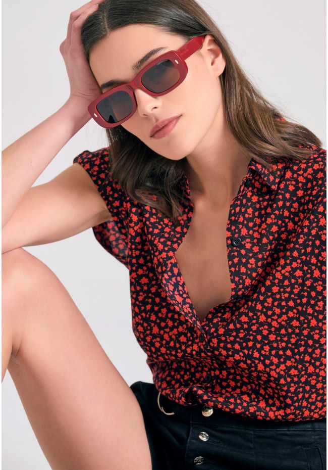 Γυναικείο loose fit φλοράλ πουκάμισο από βισκόζη