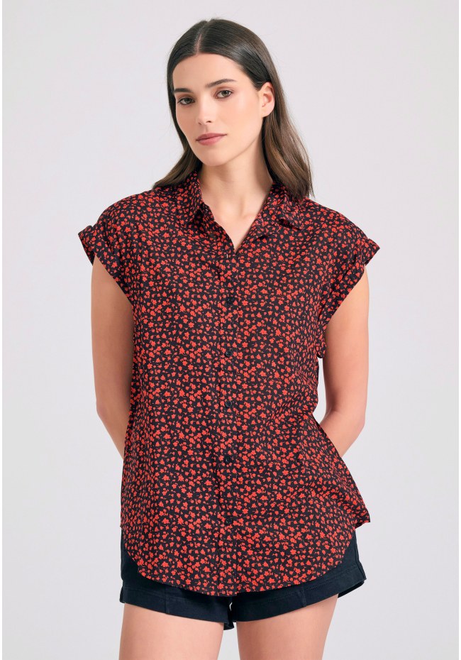 Γυναικείο loose fit φλοράλ πουκάμισο από βισκόζη
