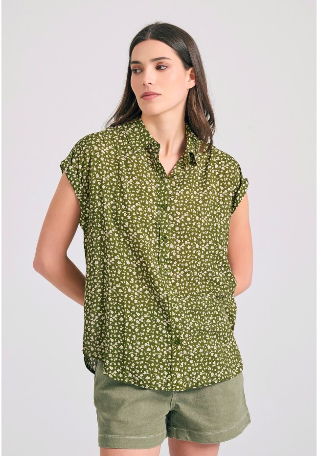 Γυναικείο loose fit φλοράλ πουκάμισο από βισκόζη