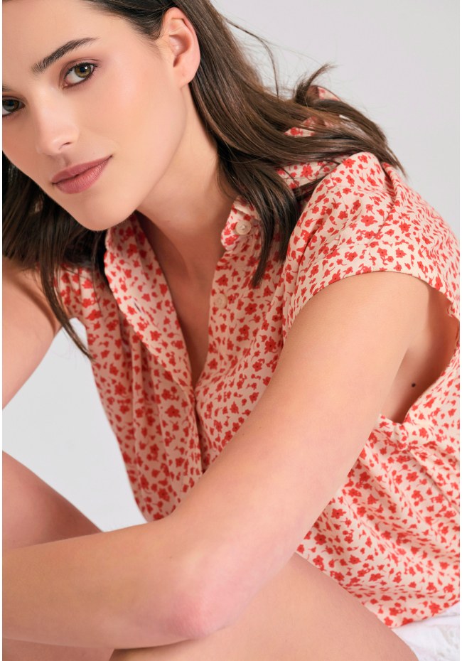 Γυναικείο loose fit φλοράλ πουκάμισο από βισκόζη