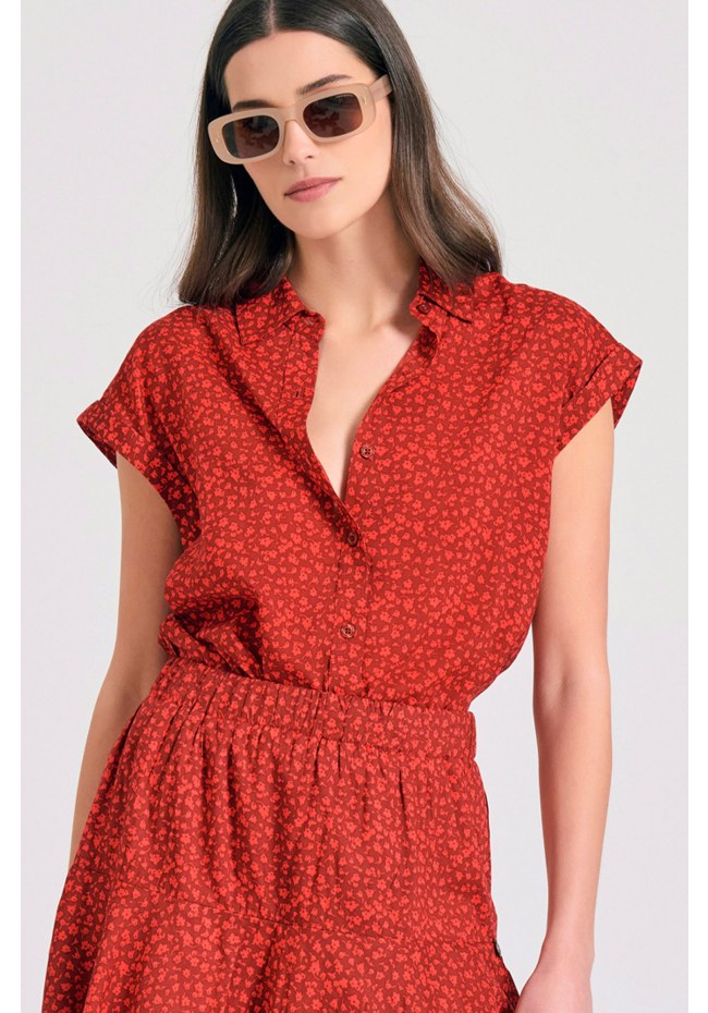 Γυναικείο loose fit φλοράλ πουκάμισο από βισκόζη