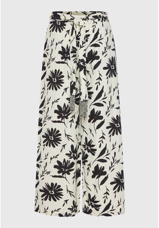 Wide leg pants with exotic print