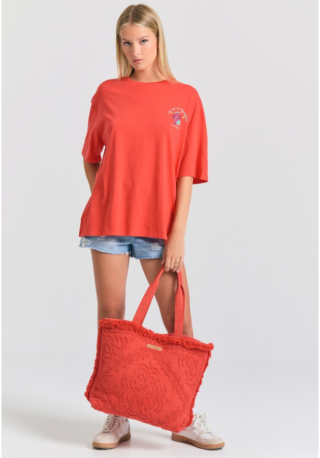 Loose fit t-shirt με photographic τύπωμα στην πλάτη