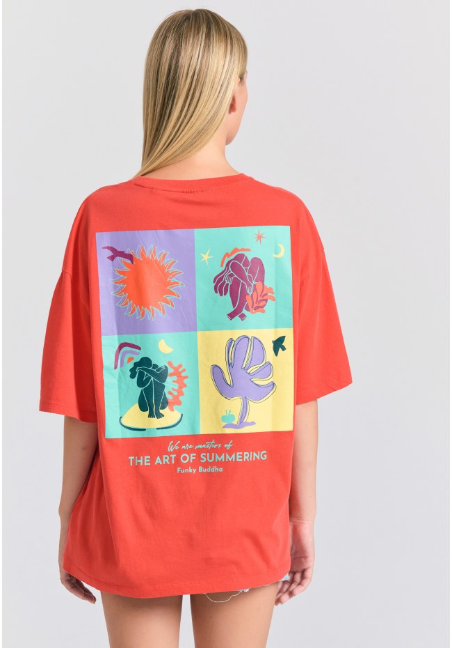 Loose fit t-shirt με photographic τύπωμα στην πλάτη