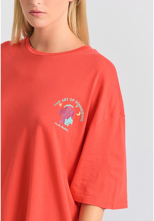 Loose fit t-shirt με photographic τύπωμα στην πλάτη