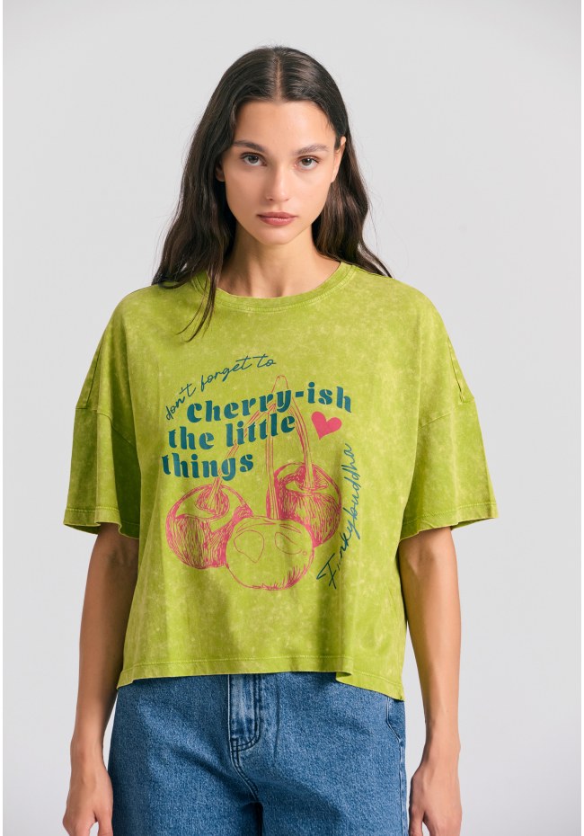 Oversized grament dyed t-shirt with photographic print