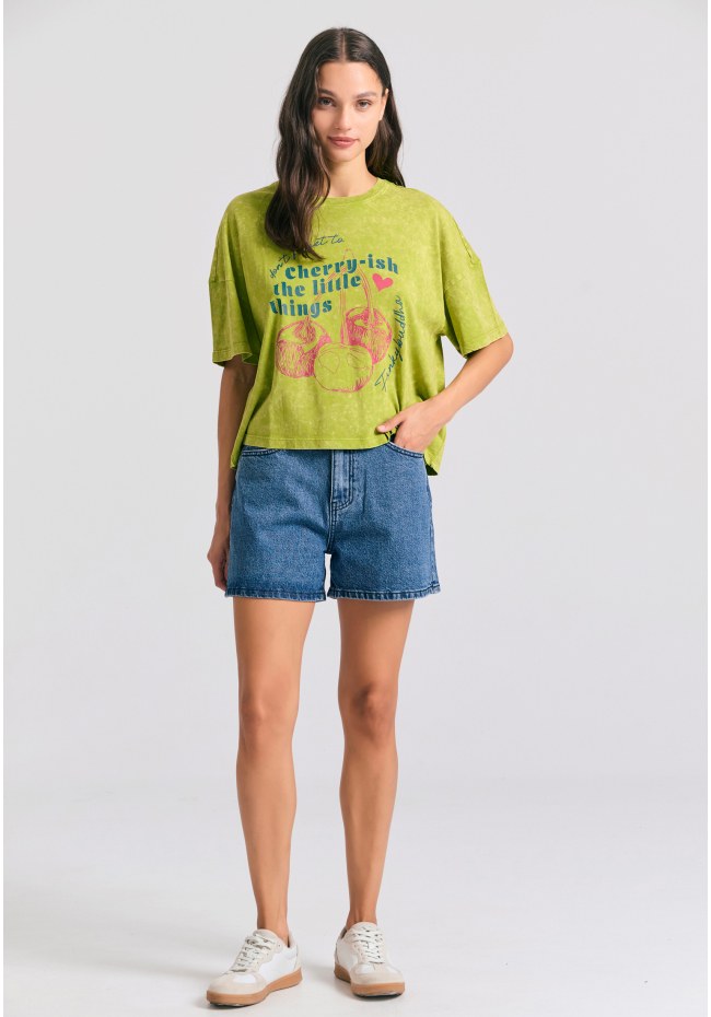Oversized grament dyed t-shirt with photographic print