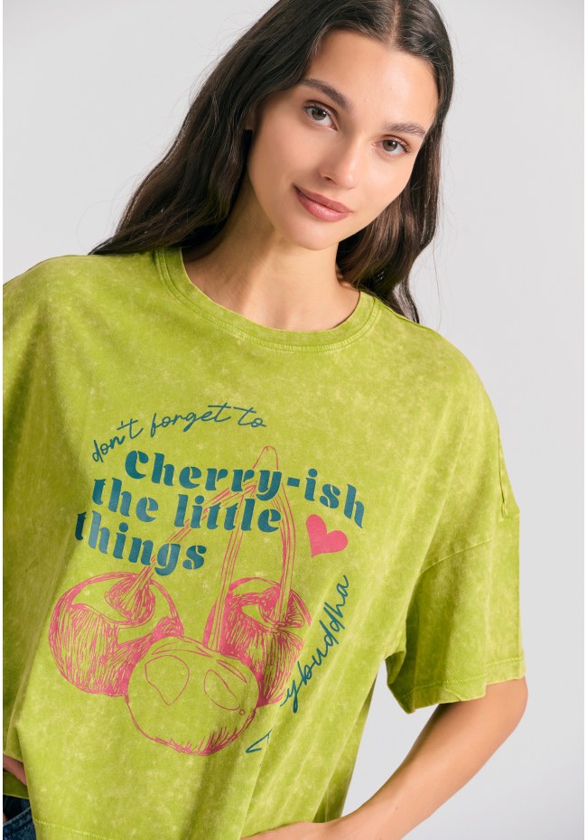 Oversized grament dyed t-shirt with photographic print