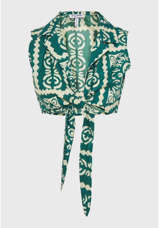 Cropped τοπ με all over τύπωμα σε ethnic look