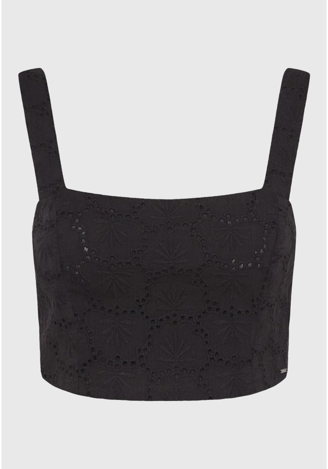 Embroidery cropped top με μοτίβο