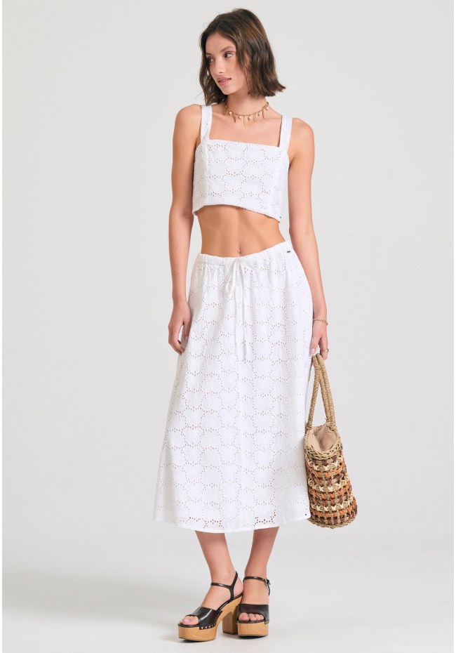 Embroidery cropped top με μοτίβο