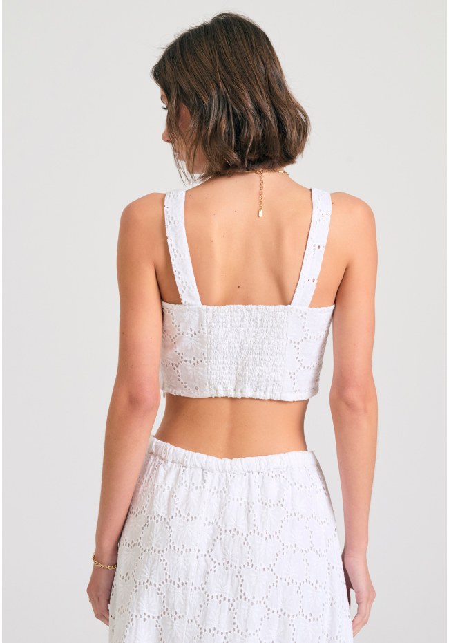 Embroidery cropped top με μοτίβο