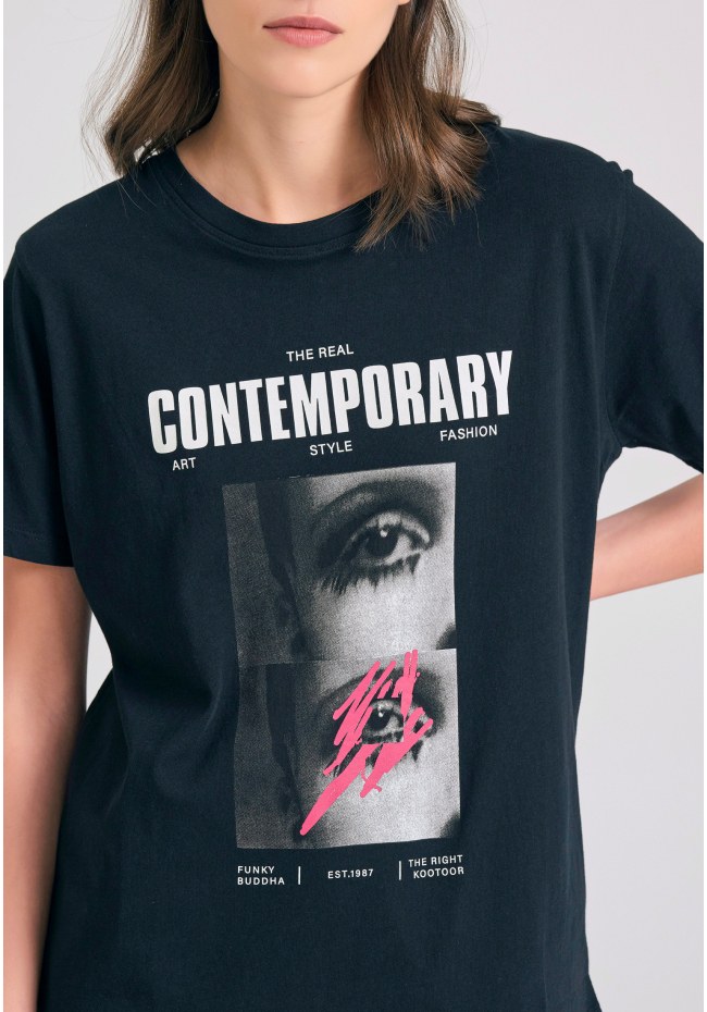 Loose fit t-shirt wirh illusion photographic print